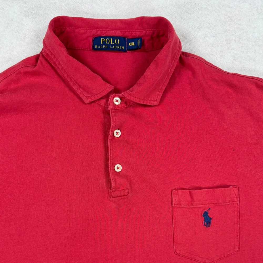 Polo Ralph Lauren Men's XXL‎ Red Short Sleeve Pocket Polo Shirt Cotton Pony Logo
